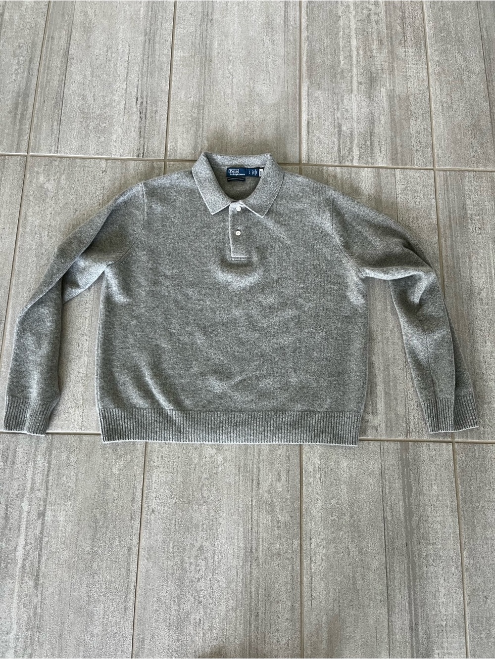 Polo by Ralph Lauren Gray Polo Collar Knit Cashmere Sweater Size L